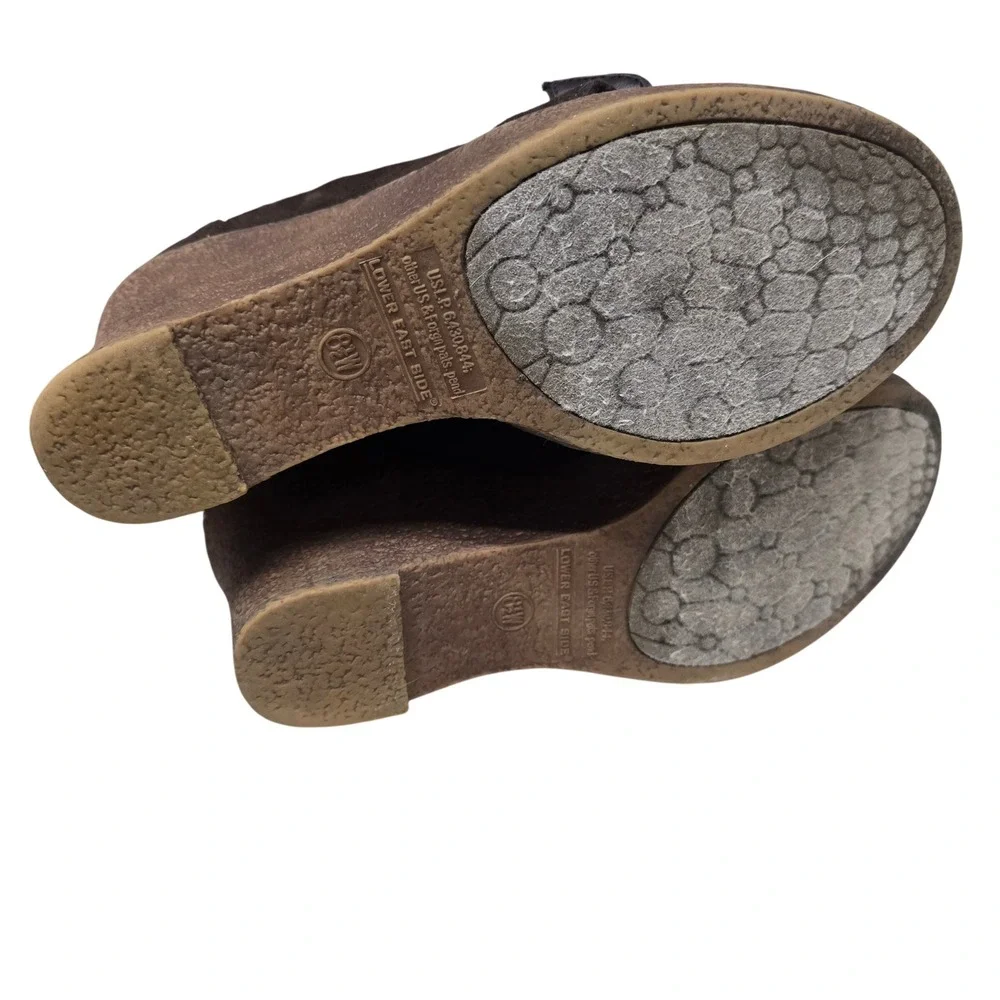 Lower East Side Brown Wedge Loafers Preppy Y2K‎ Chunky Buckle Shoes Womens 8.5W